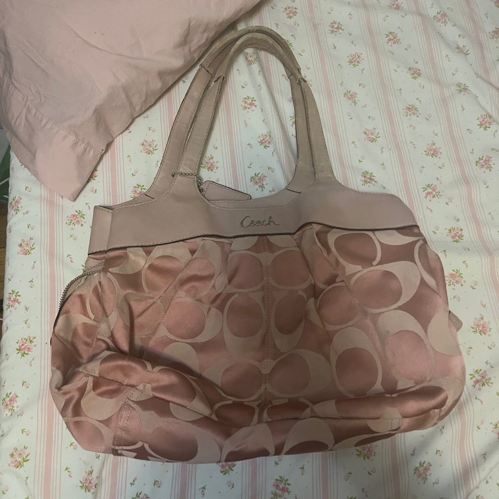 Vintage Coach Pink Signature Tote Bag